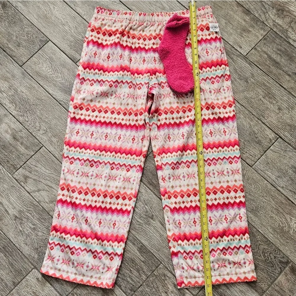 Sleep Chic Faire Isle Nordic Print Fleece PJ Pants and Socks Set Size XL
